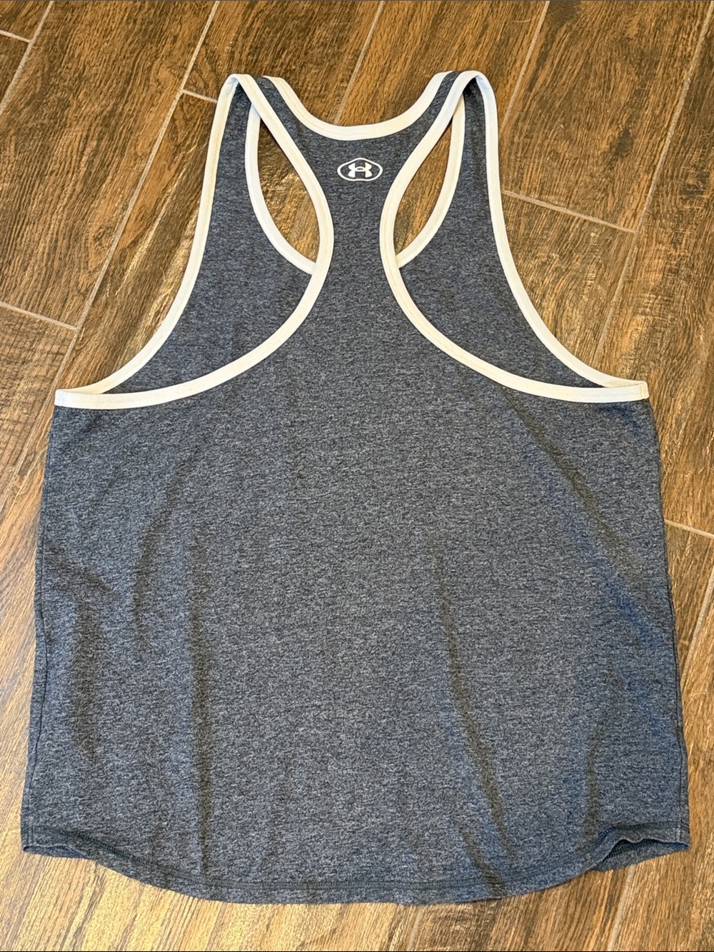 Under Armour Charcoal Racerback Tank with White Trim - Picture 3 of 3